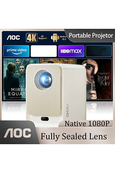 Aoc Dustproof Sealed Mini Projector 9000L HighBright 1080P 4K AutoFocus 250"