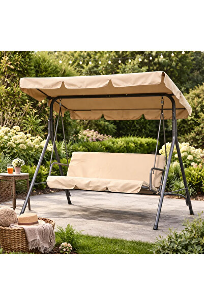 Selgot Balansoar de grădină bej, 3 persoane, structură metalică, 170 x 110 x ...