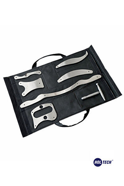 HOLTECH Graston Masaj Seti 7 Parça Paslanmaz Çelik Özel Deri Çantalı Krom Kap...