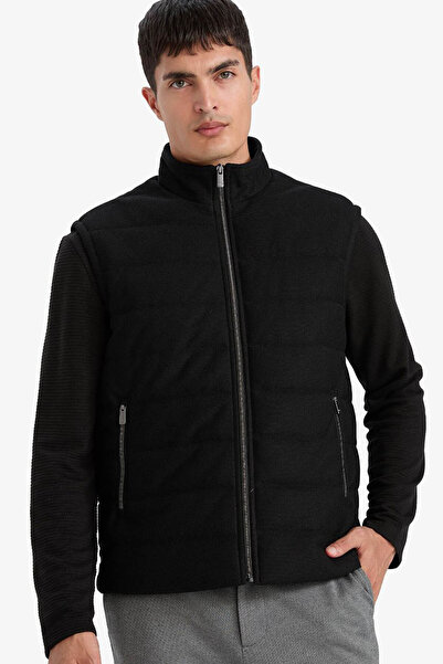 DeFacto Slim Fit High Collar Black Men's Vest D7536Ax/Bk27