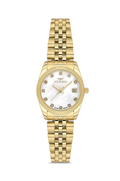 FERRO Yellow and Silver Steel Cord Women's Wristwatch Fl21743A-B 3Atm Water R...