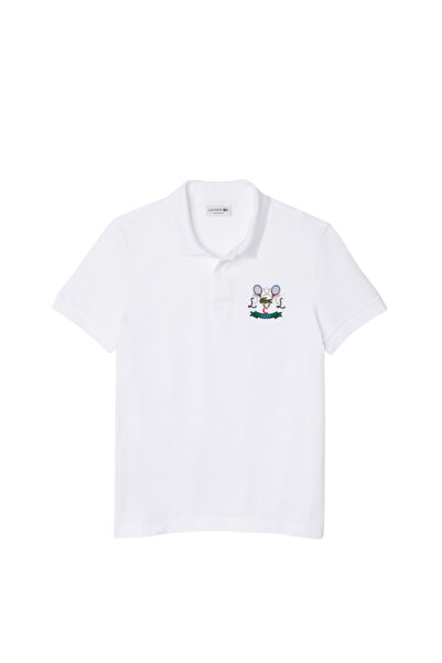 Lacoste Men's Regular Fit Printed White Polo T-Shirt Ph2097.001
