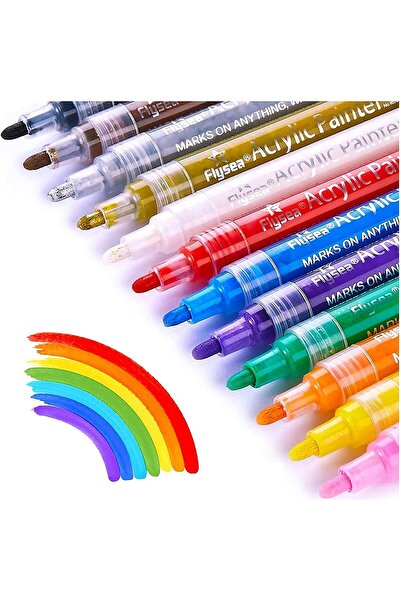Arabest 12-Color Acrylic Paint Marker Set, Permanent Drawing Pens for Art, Sk...