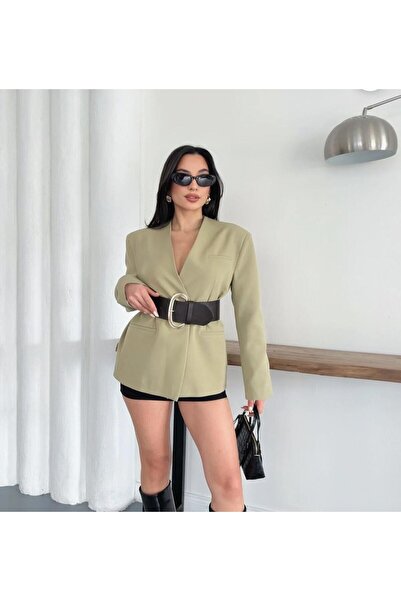 Beli kemerli blazer ceket