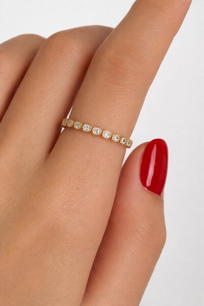 TAKIŞTIR Gold Color Stone Waterway Adjustable Ring