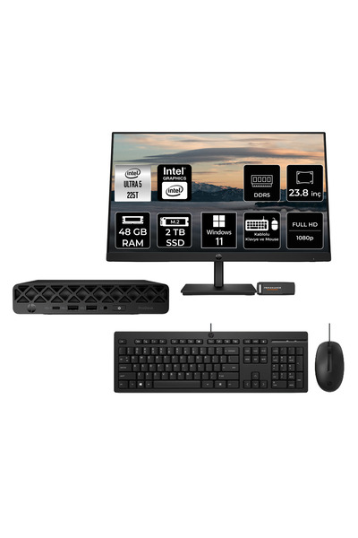 HP ProDesk 4 Mini G1i Intel Core Ultra 5 225T 48GB 2TB SSD 23.8" W11H Mini Masaüstü Bilgisayar