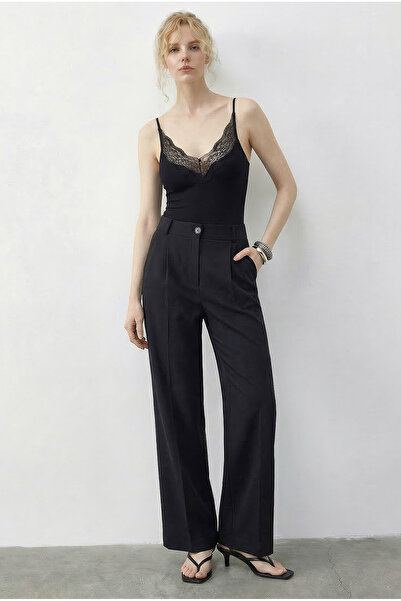 Bianco Lucci Women's High Waist Wide Leg Pleated Palazzo Trousers with Elasti...