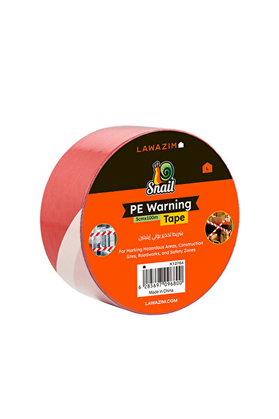 Lawazim Snail PE Warning Tape - 5cmx100m - Red White Hazard Safety Marking Ta...