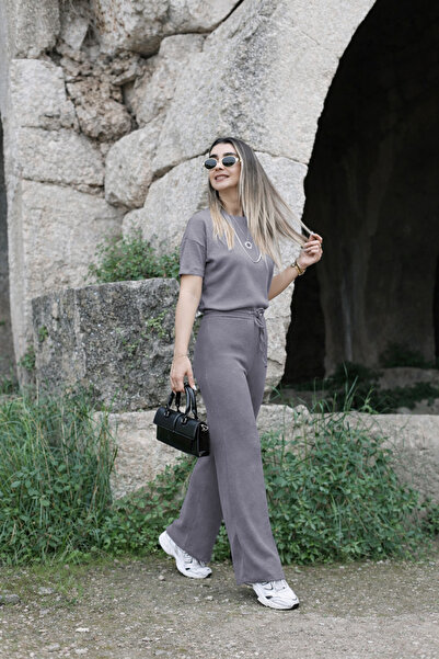 BayBayan Women's Short Sleeve Basic Plain Corded Suit