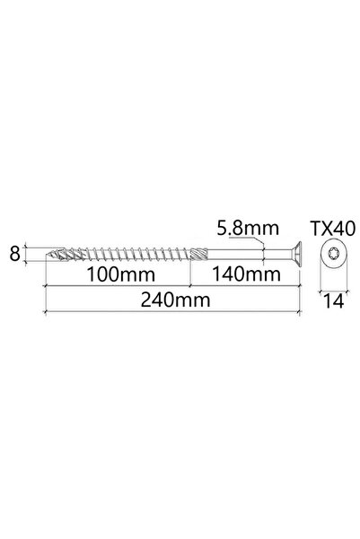 Mag-Krak Surub Dulgherie Cap Inecat 8x240 mm Torx TX40 - 50buc/cutie