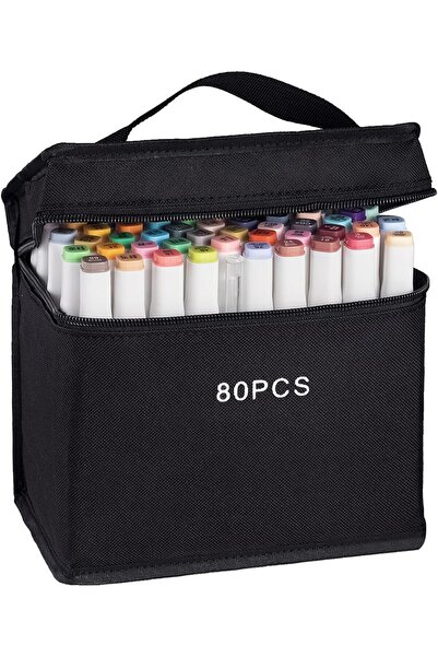 Arabest 80-Color Dual Tip Art Markers, Alcohol-Based Ink Drawing Pens with Br...