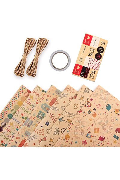 Arabest مجموعة من 6 أوراق تغليف هدايا مع حبل زخرفي وشريط للاحتفالات وأعياد ال...