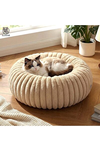 Elindor Comfortable Bed for Dogs and Cats Elindor® Round, Non-Slip Soft Cushi...