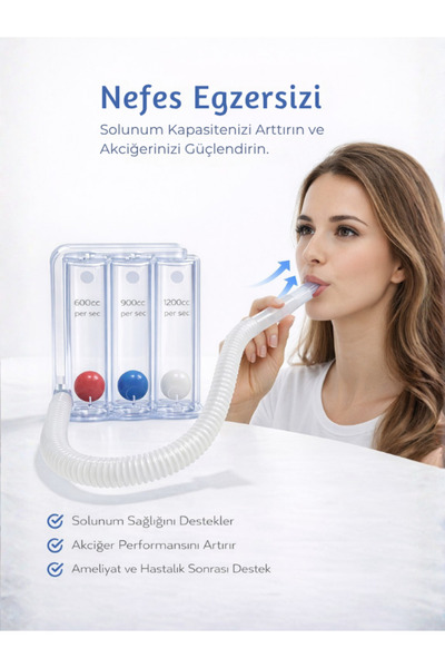 MEDAS LİFE Triflo 3 Toplu Nefes Egzersiz Cihazı (Incentive Spirometre) | Akci...