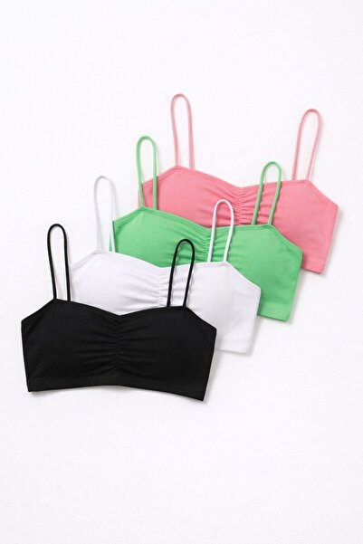 Machetta Women's Drawstring Strap 4-Piece Set Super Crop Blouse