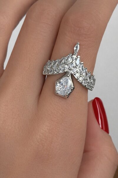 TAKIŞTIR Silver Color Stone Adjustable Ring