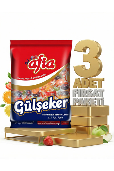 Afia Gülşeker Karışık Meyve Aromalı Şeker 3x175 Gr