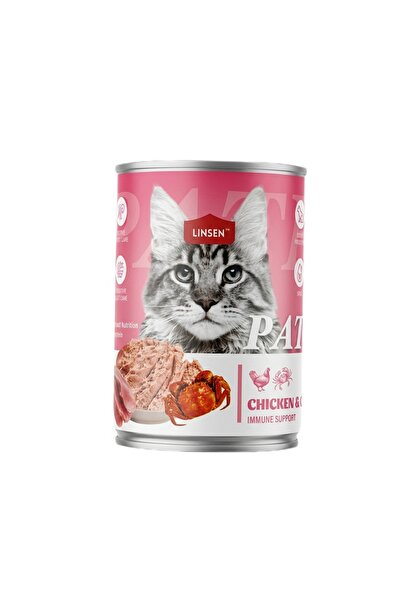 Linsen لينسن طعام رطب للقطط باتيه الدجاج والسلطعون 375g