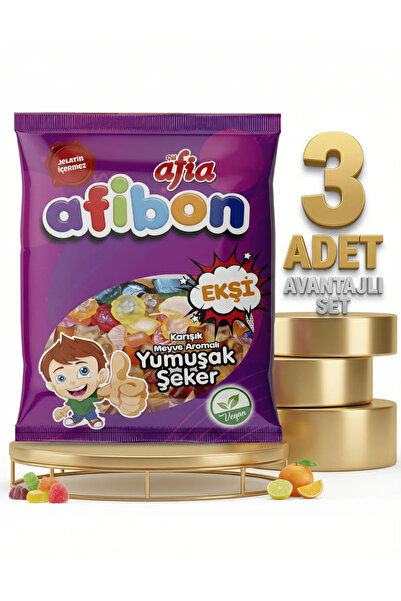 Afia Afibon Ekşi Karışık Meyveli Yumuşak Şeker 3x80 Gr