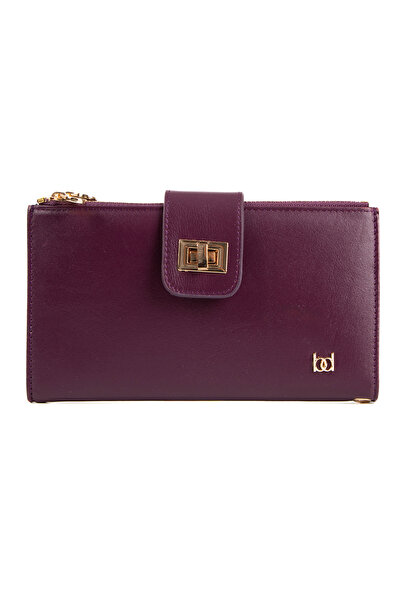 BAYDERİ Quesa Women's Leather Wallet Purple