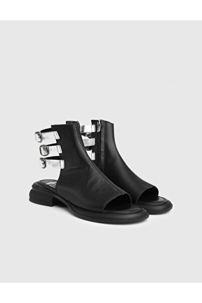 İLVİ Elvra Hakiki Deri Siyah Kadın Sandalet