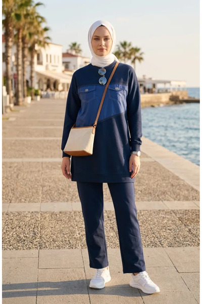 sefamerve Pocket Detailed Double Suit 71149-03 Indigo