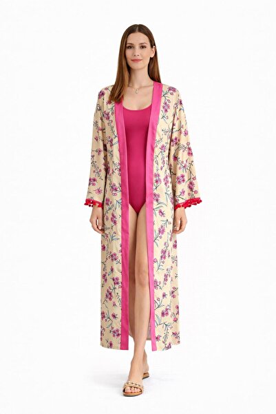 SUGULL Beli Kemerli Uzun Kimono