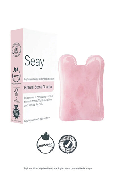 Seay Çok Amaçlı Pembe Kuvars (Quartz) Yüz Masaj Taşı Guasha Masaj Aleti