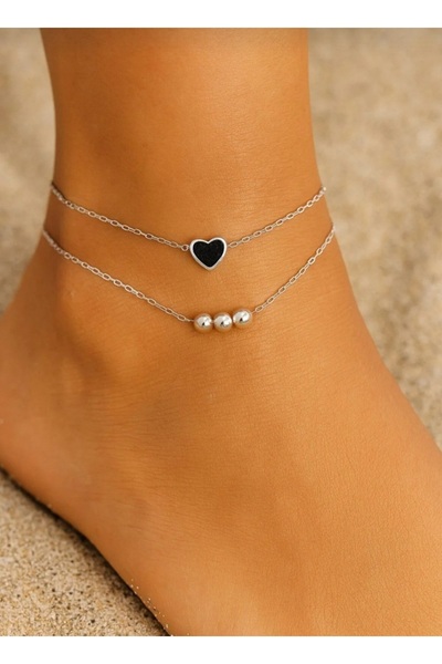 stainless steell Silver Color Ball Heart Model Sf Chain Steel Anklet