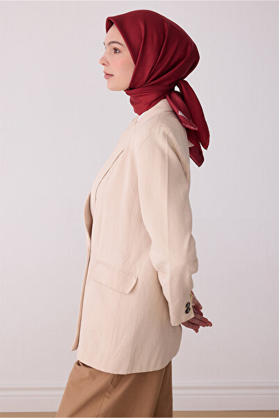 Belli Bordo Klasik Desen %100 Twill İpek Eşarp 4305-87