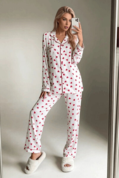 Gece İncisi Σετ πιτζάμες με μακριά μανίκια και σχέδιο καρδιάς