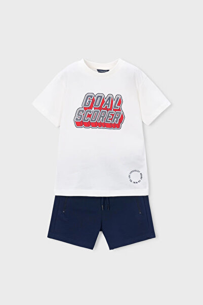 MAYORAL Boy's Sporty Letter Print Shorts and T-Shirt Set - Navy Blue
