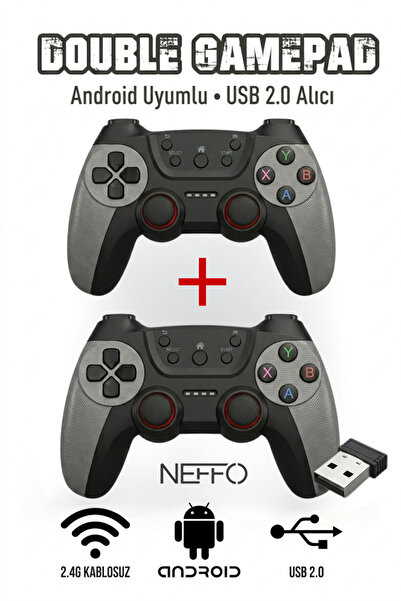 NEFFO PC Gamepad için 2.4G Wıreless Çift Kol Kablosuz Oyun Kolu /Akıllı telef...