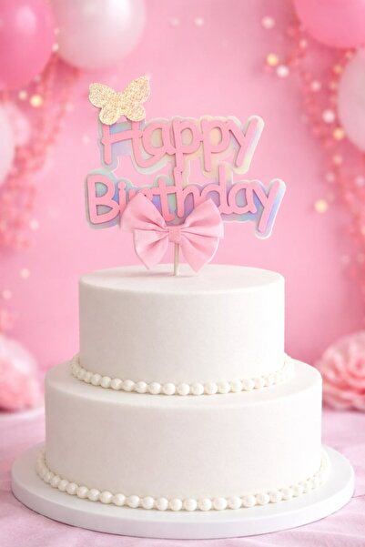 TAKIŞTIR Happy Birthday Yazılı Pasta Süsü