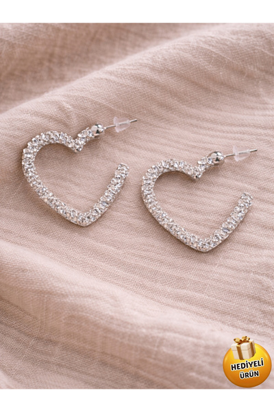 Piercing Market Steel & Silver تصميم خاص على شكل قلب فضي اللون، أقراط دائرية ...