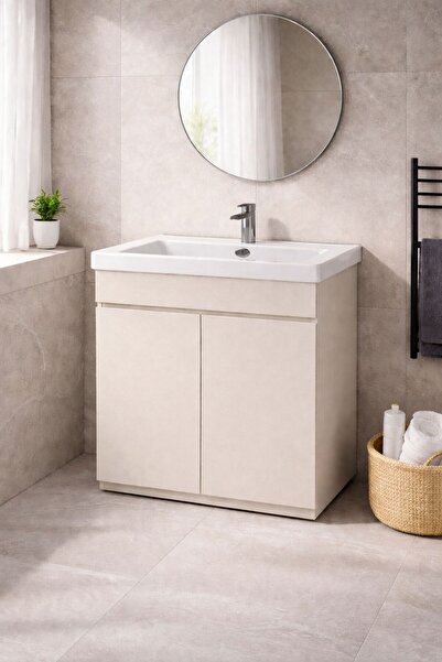 Radinavico 2-door washbasin cabinet, bathroom, aluminum, moisture-resistant, ...