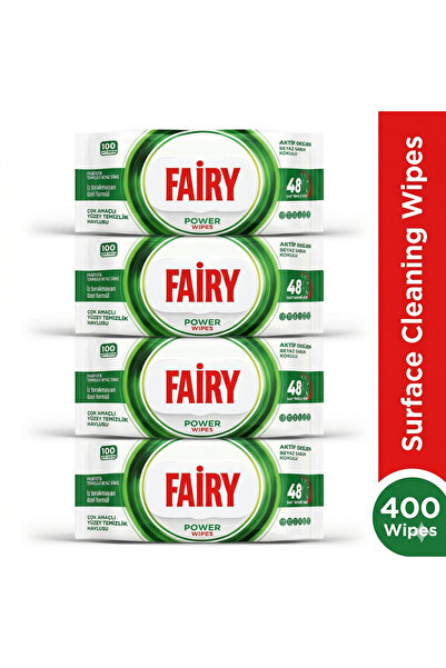 Fairy Μαντηλάκια Καθαρισμού Επιφανειών Power Wipes, Συσκευασία 4 τεμαχίων (Σύ...