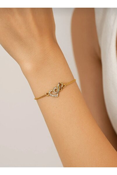 stainless steell Gold Color Adjustable Heart Infinity Steel Bracelet