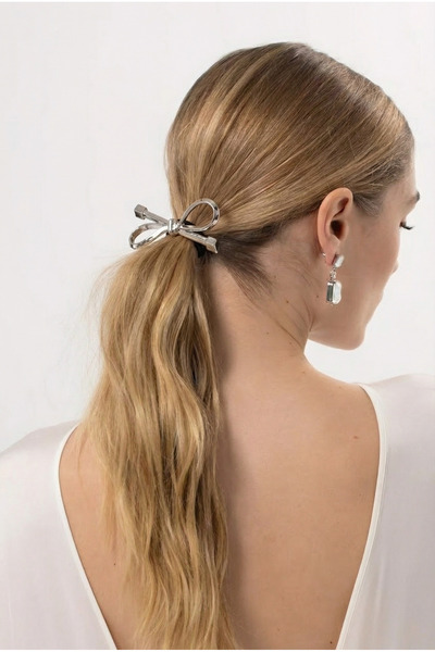 Katia&Bony مشبك مطاطي مع إكسسوارات فيونكة فضية