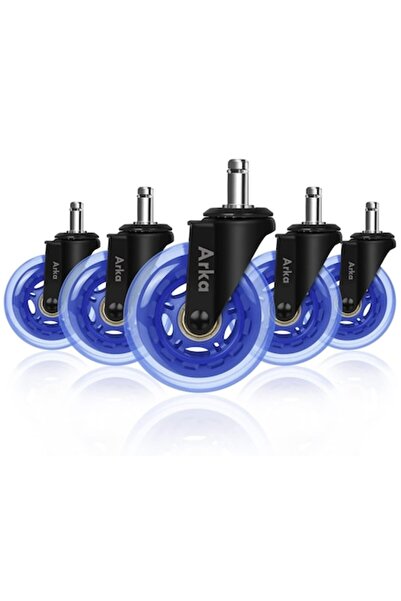Arka Set of 5 Professional Silicone Wheels RX300T, 3 inch Blue, Tija 10mm