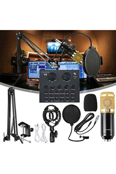Generic Professional Condenser Microphone Kit with V8 Sound Card