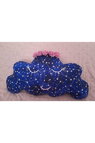 Yellow Tulip Decorative pillow in the shape of a cloud with a flower crown