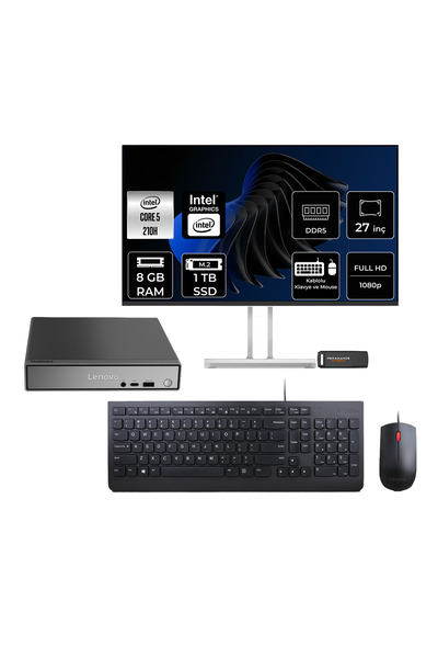 LENOVO ThinkCentre Neo 50q G5 Intel Core 5 210H 8GB 1TB SSD 27" FDOS Mini Masaüstü Bilgisayar