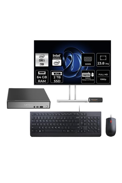LENOVO ThinkCentre Neo 50q G5 Intel Core 5 210H 64GB 4TB SSD 23.8" FDOS Mini Masaüstü Bilgisayar