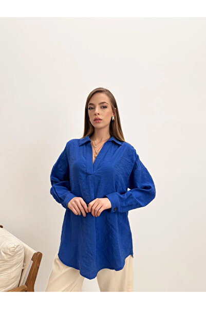 PROTO SUIT Long Sleeve V-Neck Oversize (Wide Fit) Saks Shirt