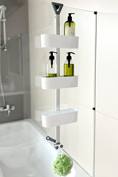 Prima Nova 3 Raflı Yükseklik Ayarlı Oval Banyo Rafı - Beyaz