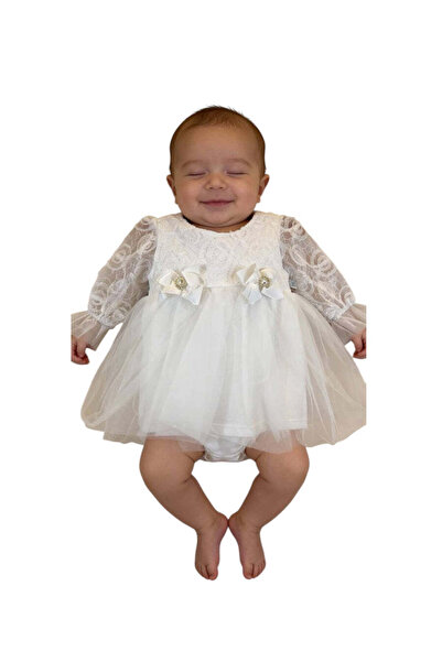The-kid.co Lace & Tulle Baby Dress - White