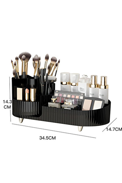 sharpdo 360° Rotating Makeup Brush Holder: 9 Slots, Large Capacity, Perfect for Vanity, Bathroom & Desk