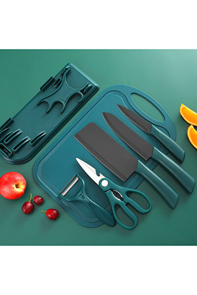 FLYPRO 7PCS Kitchen Knife Set Stainless Steel Knives with Sheaths, Cutting Bo...