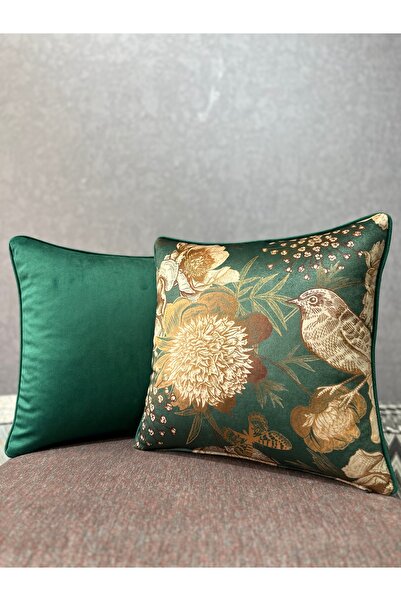 Fabricland Robin-93199 Emerald Green Double Combination 43X43 Kirlent Case